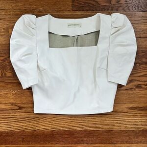 Women's White Faux Leather Top